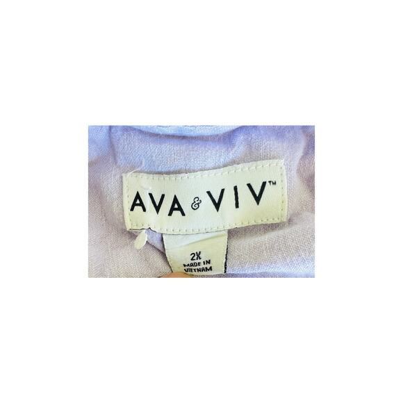 Ava & Viv Lavender Gauze Button Top 2X Plus Size Boho Summer Blouse - Picture 4 of 4